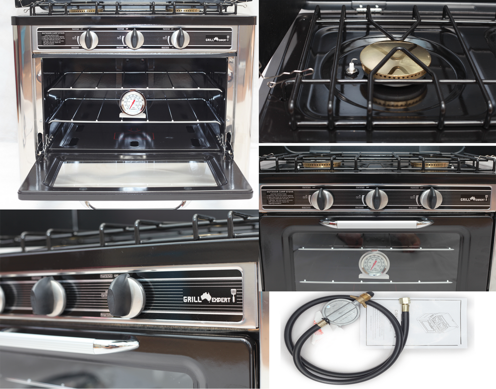 Grill Expert portable oven camping oven and stove 3 Burners Stainless steel LPG eBay